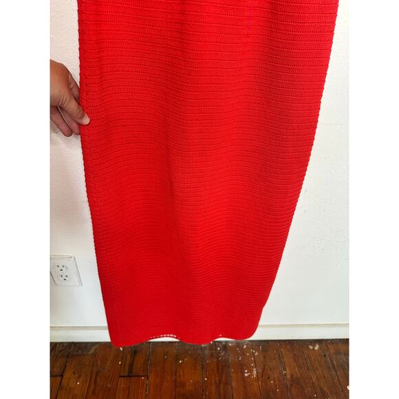 RONNY KOBO Red Orange Crochet V-Neck Open Back Tie Dress Size Medium - Picture 7 of 15